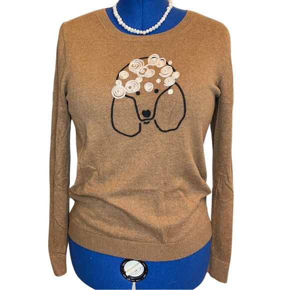 J. Crew Sweaters - J. Crew Mercantile Light Brown/Tan Dog Print Lightweight Sweater